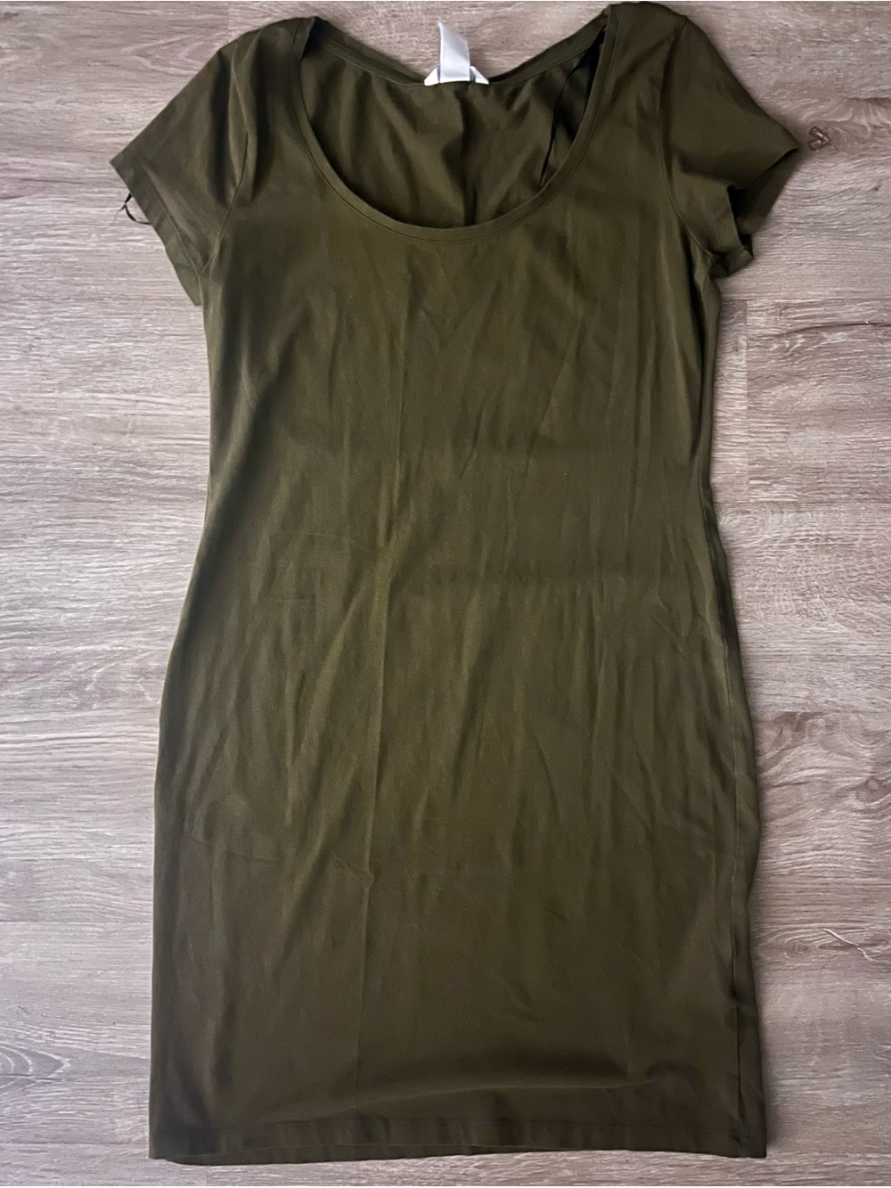 H&M Olive Green Short Sleeve Jersey Mini Dress M